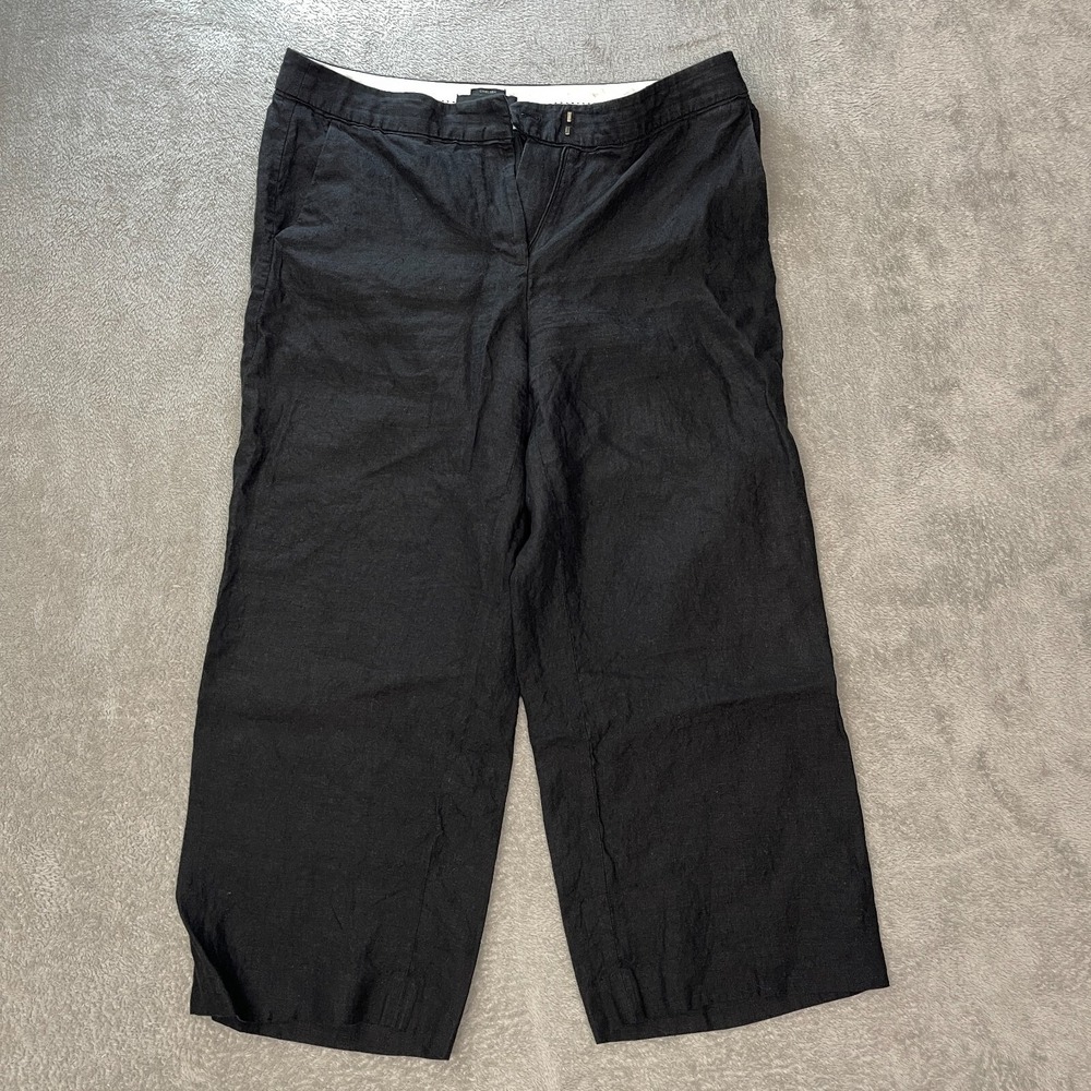 Talbots Chelsea Crop Black Dress Pants Women's 8 100% Linen Lightweight Outdoors
